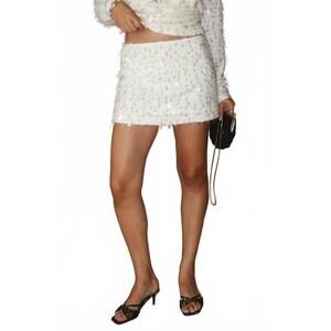 NEW BAILEY ROSE serena sequin mini skirt in white